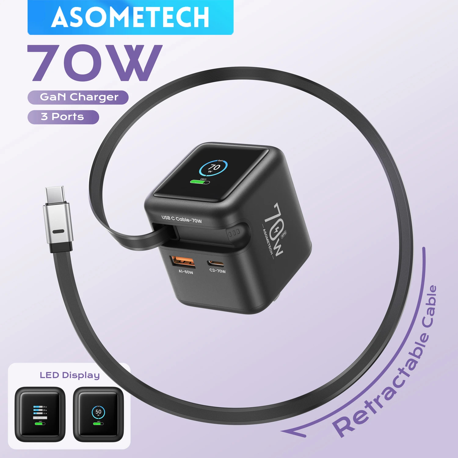 70W GaN Travel Charger - Image 1