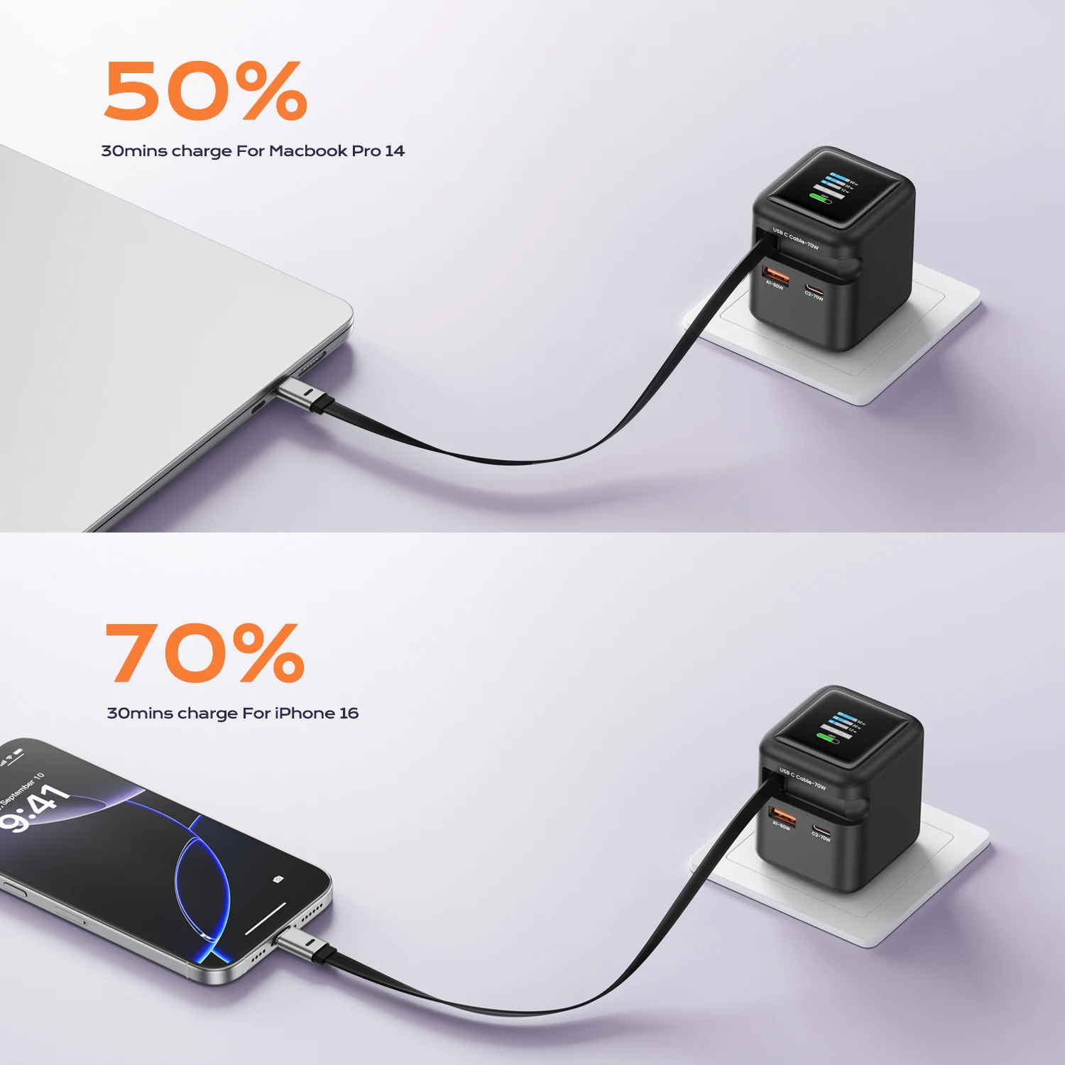 70W GaN Travel Charger - Image 3